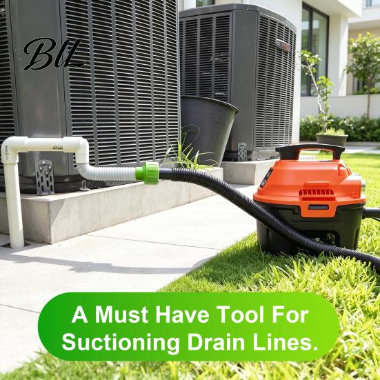 Home Climate System Maintenance AC Condensate Drain Unclogger, Vacuum Attachment Universal HVAC PVC Pipe Unclogger Hose for Tool, Heavy Duty