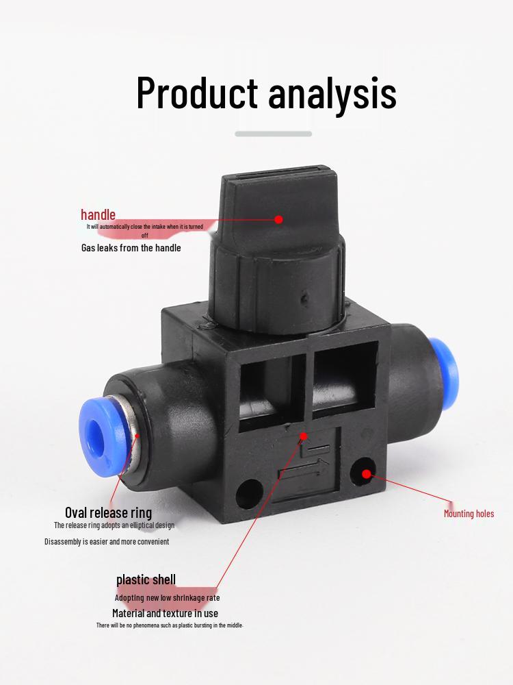 Pneumatic Air Valve Switch PU Tube HVFF Hand Valve Quick Connector 4/6/8/10/12mm