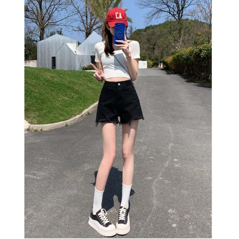 Джинсовые шорты женские тонкие летние модные повседневные брюки с высокой талией для похудения