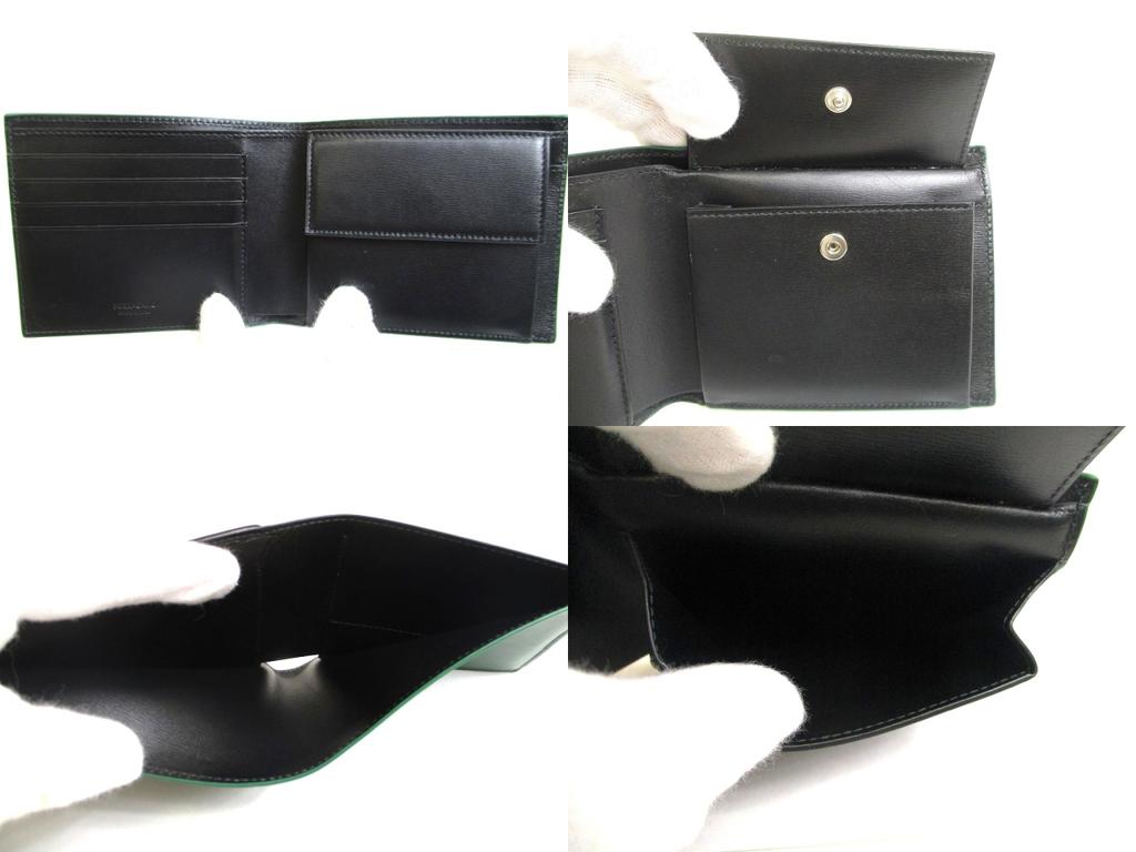 Оригинальный кошелек бифолд Salvatore Ferragamo с логотипом, из зеленой и черной кожи #a638, восстановленный