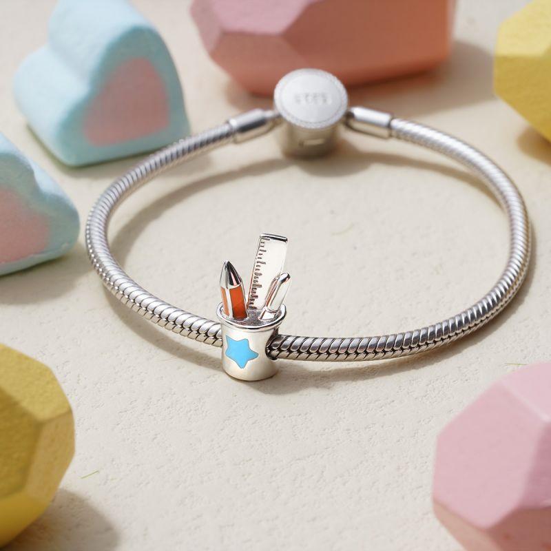 Fit  S925 Original Bracelet Wrench Screwdriver Hammer Ruler Pen Silver Charms Beads For Women DIY Jewelry Gift Making