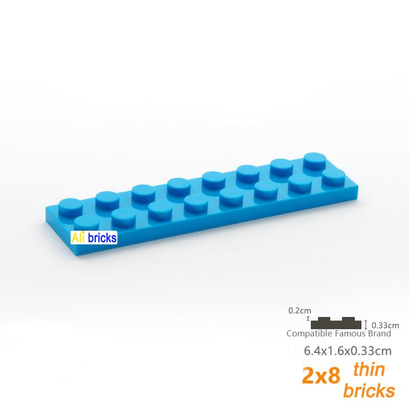 80 шт. объемных строительных блоков, тонкие фигурки, кирпичи 2x8 точек, 13 цветов, образовательные, креативные, совместимые с 3034 игрушками для детей