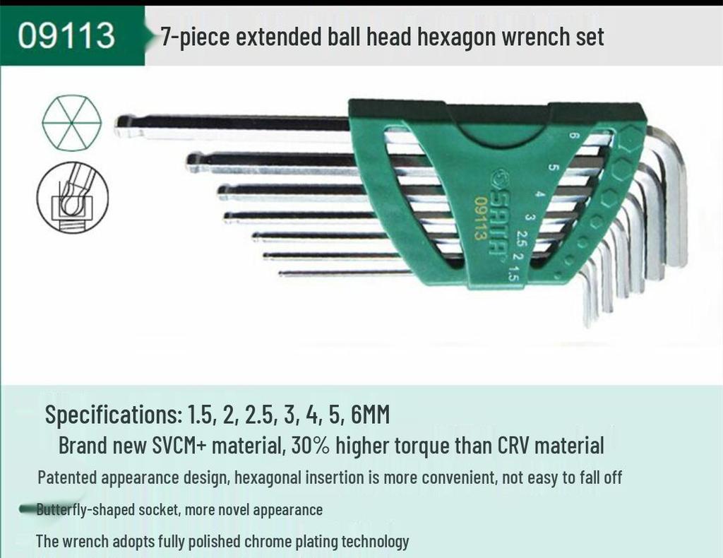 Набор шестигранных ключей - Мини, Удлиненные, Шарообразная и Плоская головка, Доступны в 7, 8, 9, 10, 14 штук (Модель 09105)