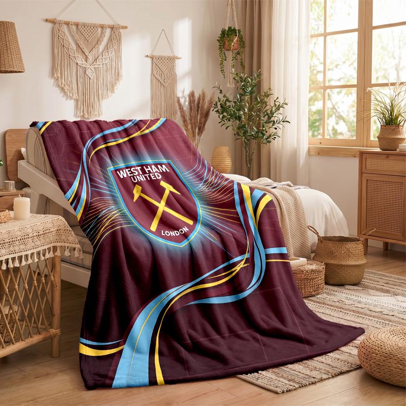 West Ham United Football Print Flannel Blanket Soft Warm Sofa Bed Throw Blanket For Home Office Bedroom
