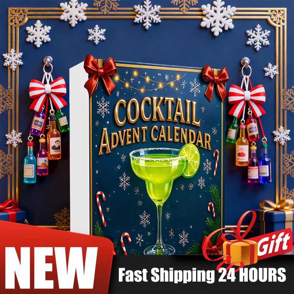 24PCS 2D Flat Cocktail Ornaments Advent Countdown Calendar 2D Cocktail Ornaments Advent Countdown Calendar Xmas Surprise Gifts