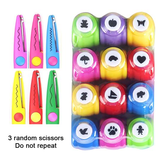 Kids DIY Craft Hole Punch Set Safe Material Develop Fine Motor Skills Inspire Easy To Use Crafting Kit with 12 Shapes Scissors
