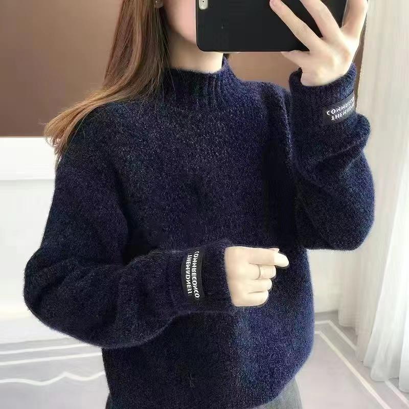 Женский свитер Повседневный водолазка Женский пуловер с длинным рукавом Теплый Мягкий Осень Зима Вязаный