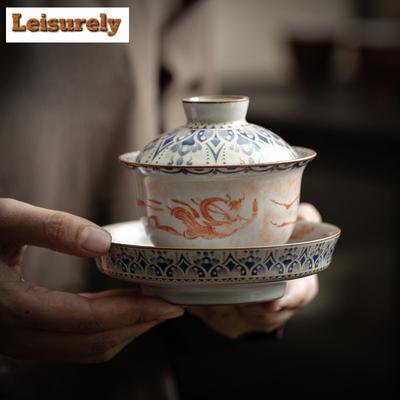 170 мл имитация Song Ru Kiln Gaiwan элегантный Дуньхуанский Apsaras чай супница крышка для заваривания чая чаша принадлежности для чайной церемонии украшения