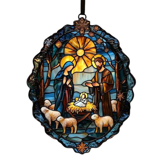 Рождественский вертеп, украшение ручной работы, круглый ловец солнца, первое рождество ребенка, христианский, религиозный