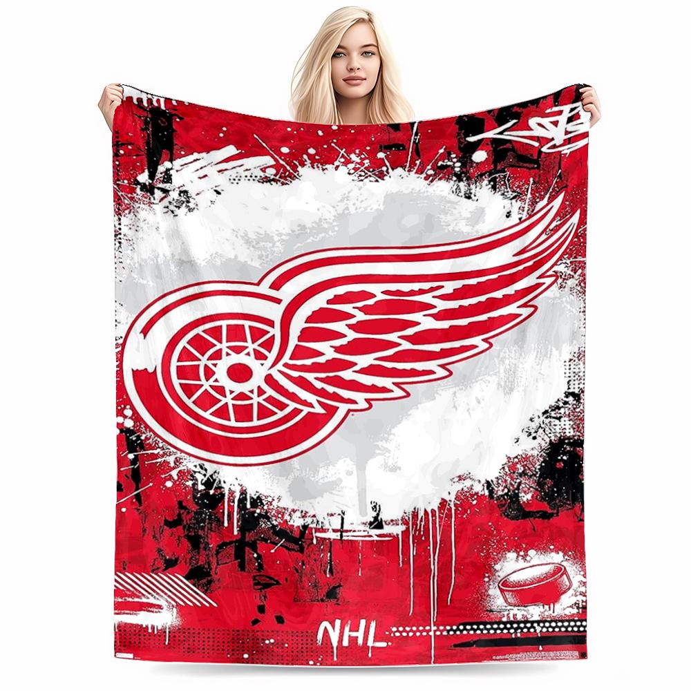 Red Wings Hockey Logo-Themed CarpetFlannel blanket for bedroom, living room, sofa, and nap
