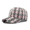 Stylish Women's Houndstooth Baseball Cap - Spring and Autumn Outdoor Sunshade Hat with Curved Brim and Peaked Design