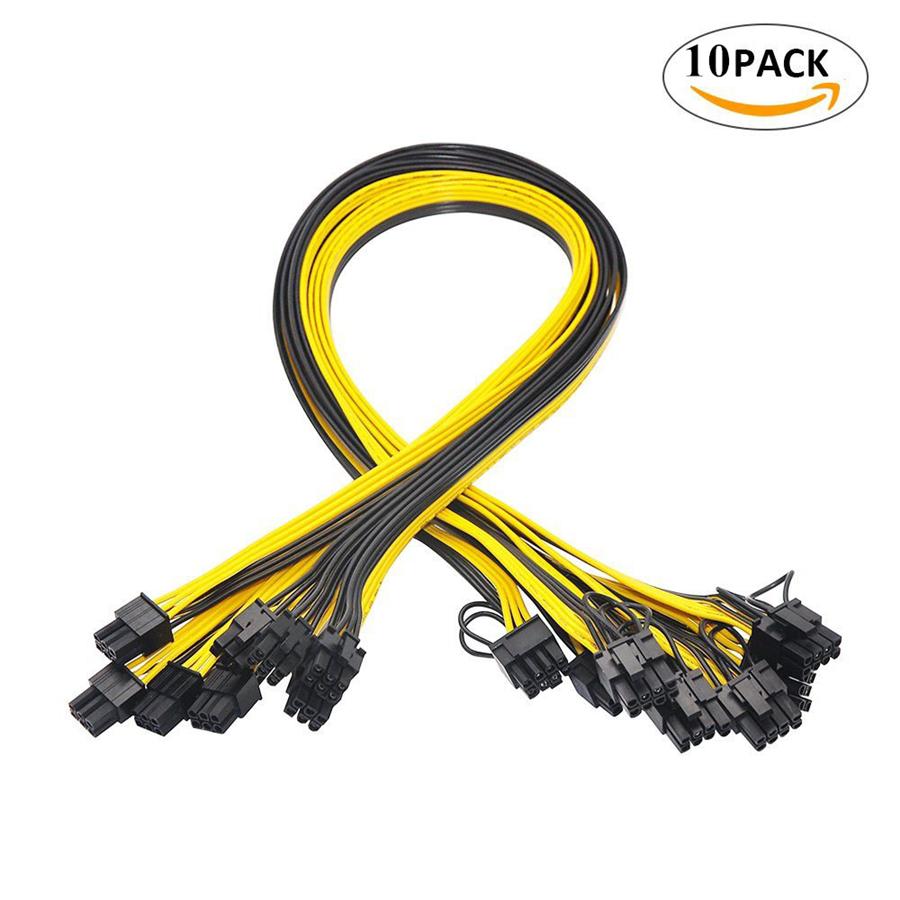 10 шт. 50 см Качественный 6-контактный на 8-контактный (6+2Pin) Кабель PCI-E 18AWG для майнинга