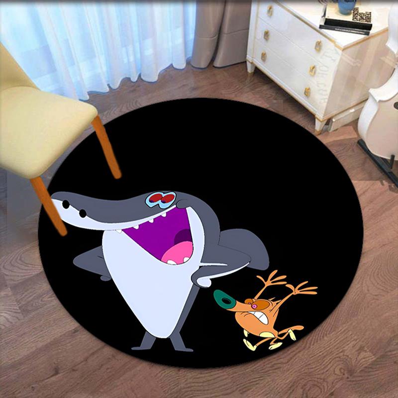 Zig & Sharko Printed Round Rug Carpet Chair Rug Area Rug Entryway Doormats,for Office Chair Living Room Bedroom Kitchen Room.