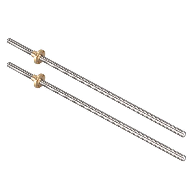 3D-принтер THSL-300-8D Трапецеидальный стержень T8 Ходовой винт Резьба 2 мм Ход 8 мм Длина 100 мм 200 мм 300 мм 400 мм 500 мм 600 мм с латунной гайкой