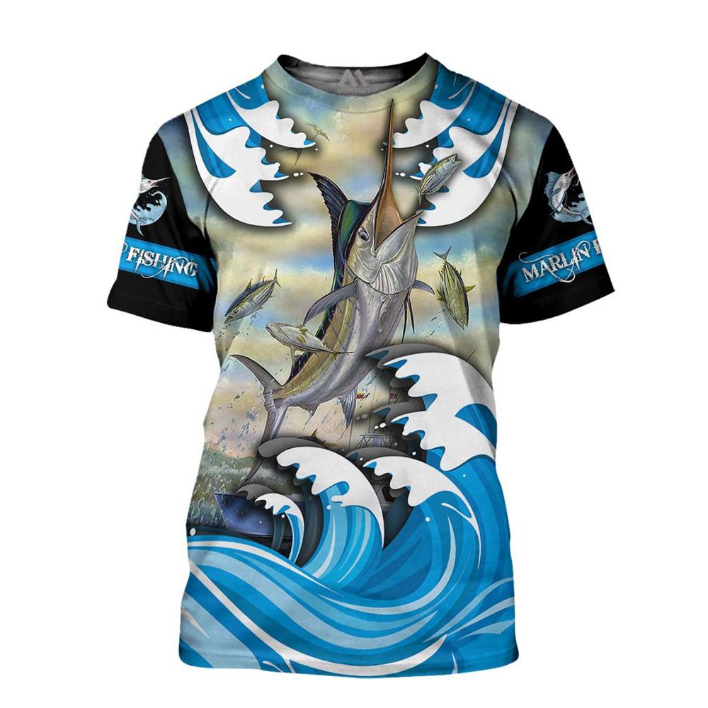 Vintage T Shirt for Mens Fishing 3D Print Outdoor Sports Short Sleeve Top Casual Man's T-Shirt Loose Tee Graphic Men Clothing