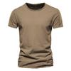 Summer Men's Solid Color Bamboo Knot Cotton O-neck Short Sleeve T-shirt Pure Cotton Men Clothing