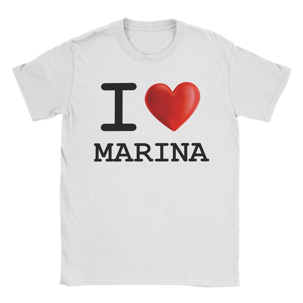 Men TShirt I Love Marina Casual Pure Cotton Tee Shirt Short Sleeve T Shirt Round Neck Clothes New Arrival