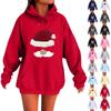 Ladies Fashion Casual Long Sleeve Printed Round Neck Hoodie Pullover Top With  Pockets