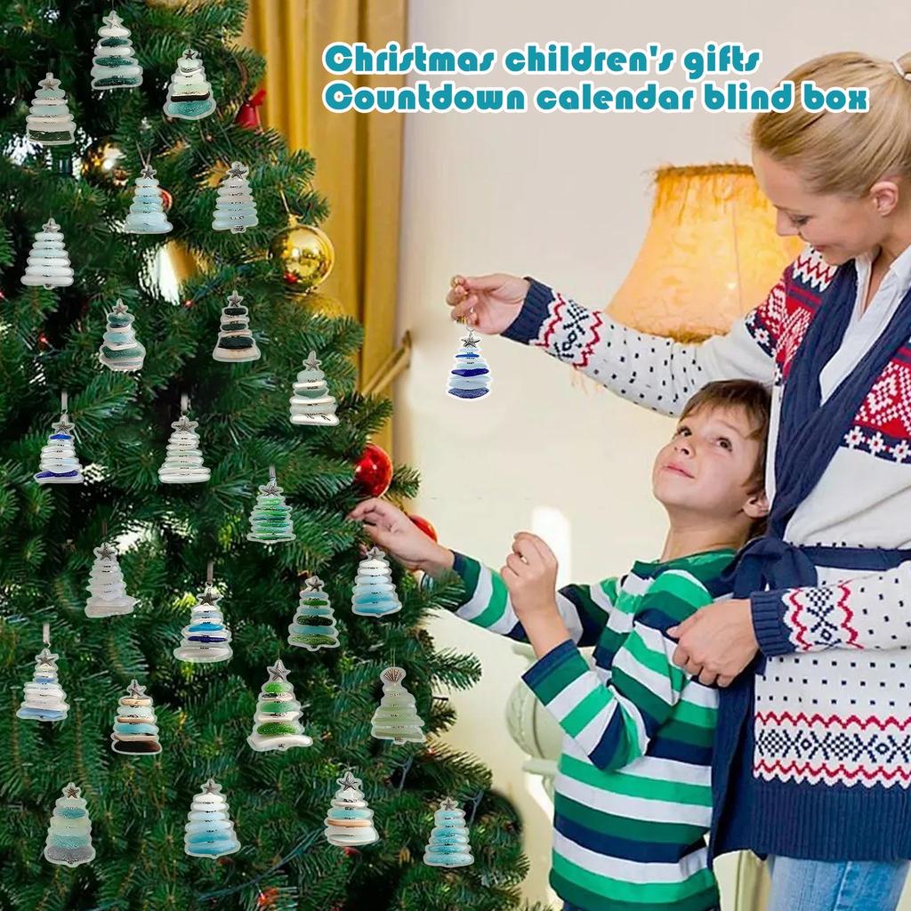 Sea Glass Christmas Tree Advent Calendar Sea Glass Art Christmas Tree Pendant Decoration Crafts Christmas Advent Calendars