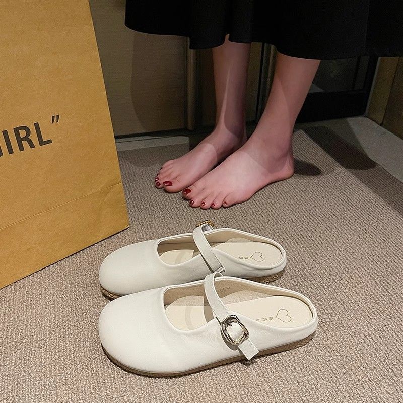 Французская сумка голова полутапочки женская верхняя одежда 2025 лето новый универсальный модный мягкая подошва беременные женщины нескользящие сандалии на плоской подошве