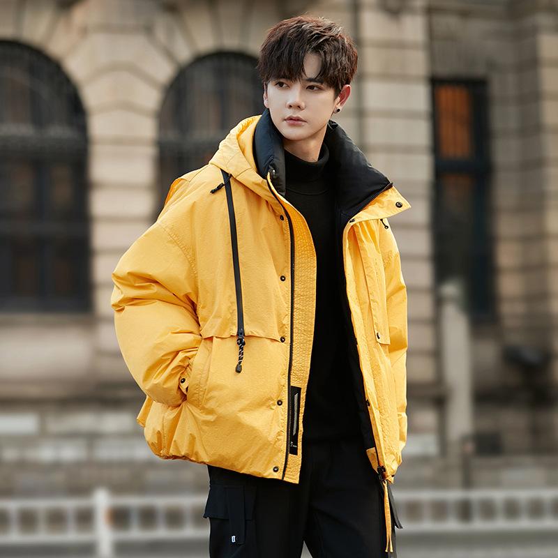 Пуховик мужской зимний молодежный новый модный бренд с капюшоном спортивная студенческая куртка инструментальная короткая модная