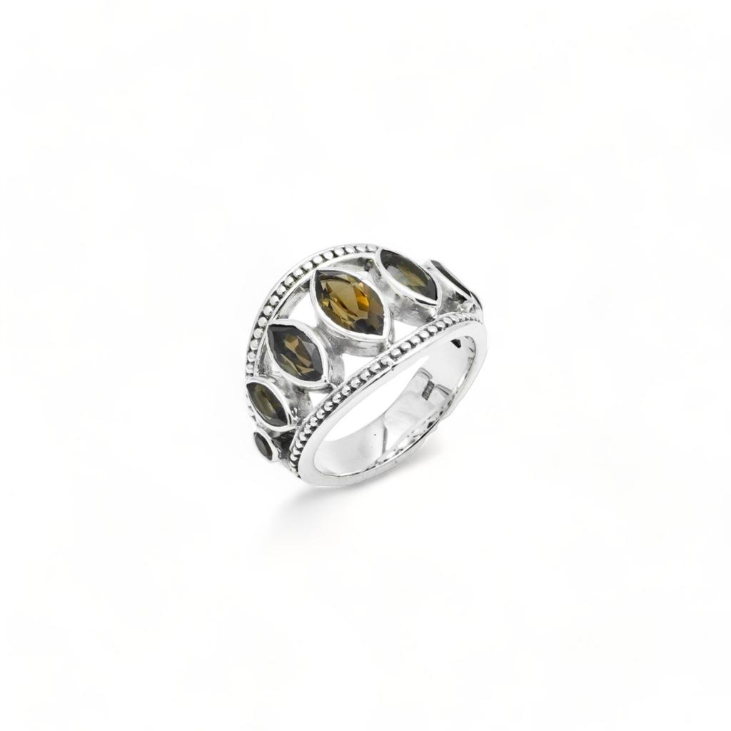 Multi-Gemstone Statement Ring - 925 Sterling Silver