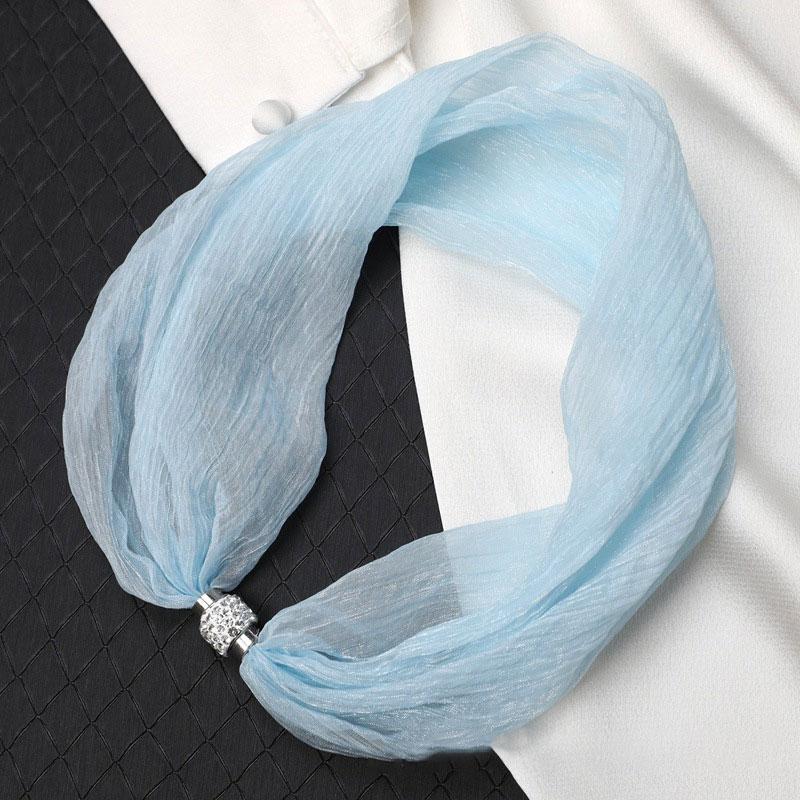 1 шт. Магнитная застежка Текстура Однотонный Универсальный шарф Модные тканевые аксессуары Тонкая версия Шифоновая пряжа