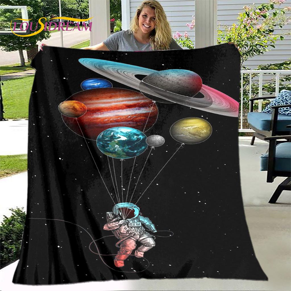 Детское мультяшное одеяло с изображением астронавта из космоса, фланелевое одеяло, мягкое теплое одеяло для гостиной, спальни, дивана, подарок