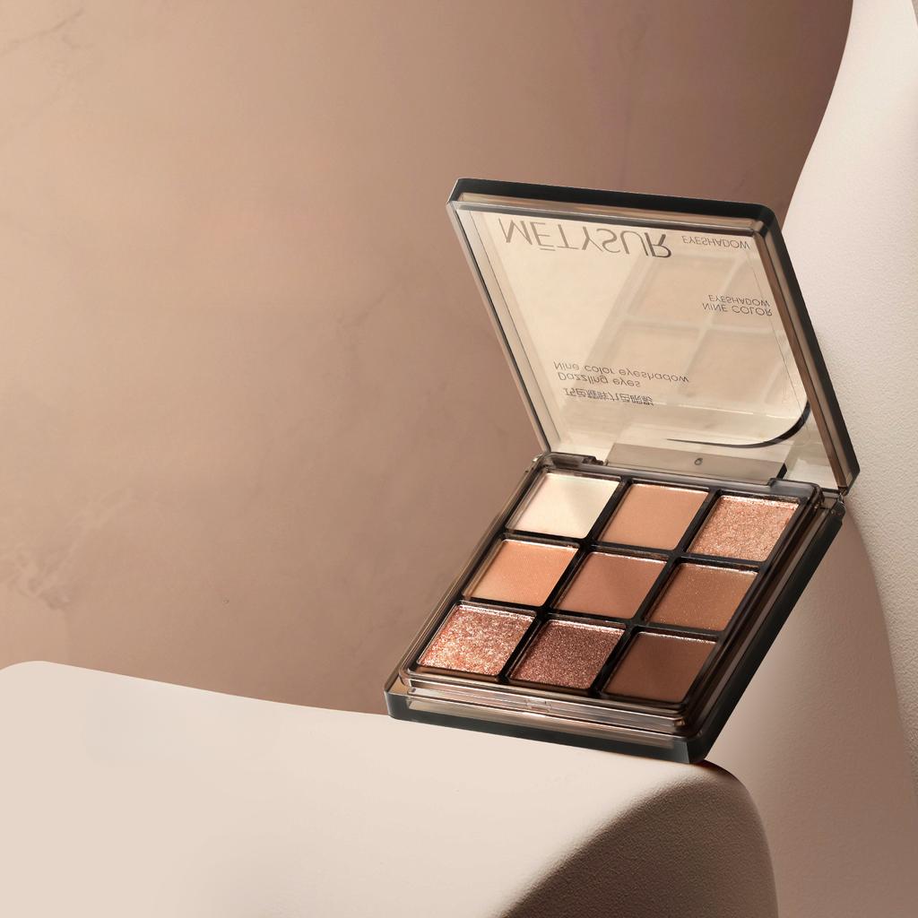 Nine-color Eyeshadow Palette, Matte, Shimmery, Earth-toned, Long-lasting, Powder-free Contouring Eyeshadow