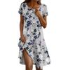 Short Sleeve Boho Dress For Women Casual Loose Fit Summer Sundress Floral Print Dress With Pockets