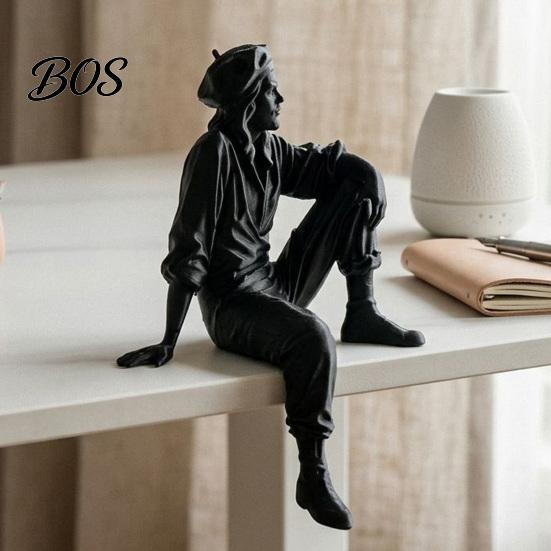 Минималистичный черный декор полки 3D-печатная фигурка Путешественника на отдыхе, Декор-скульптура Сидящий на краю, Декоративные фигурки для размещения, Художественный настольный декор