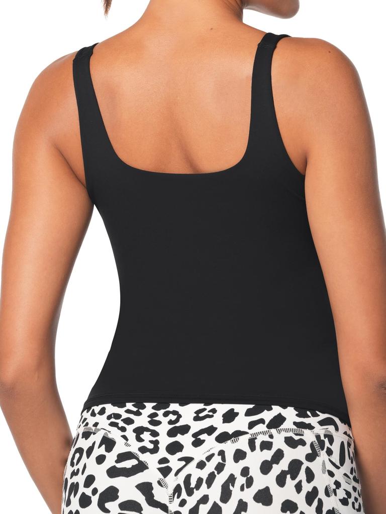 Women's Square Neck Tank Top Sleeveless Double Lined Buttery Soft Stretchy Basic Top for Yoga, Casual or Layering