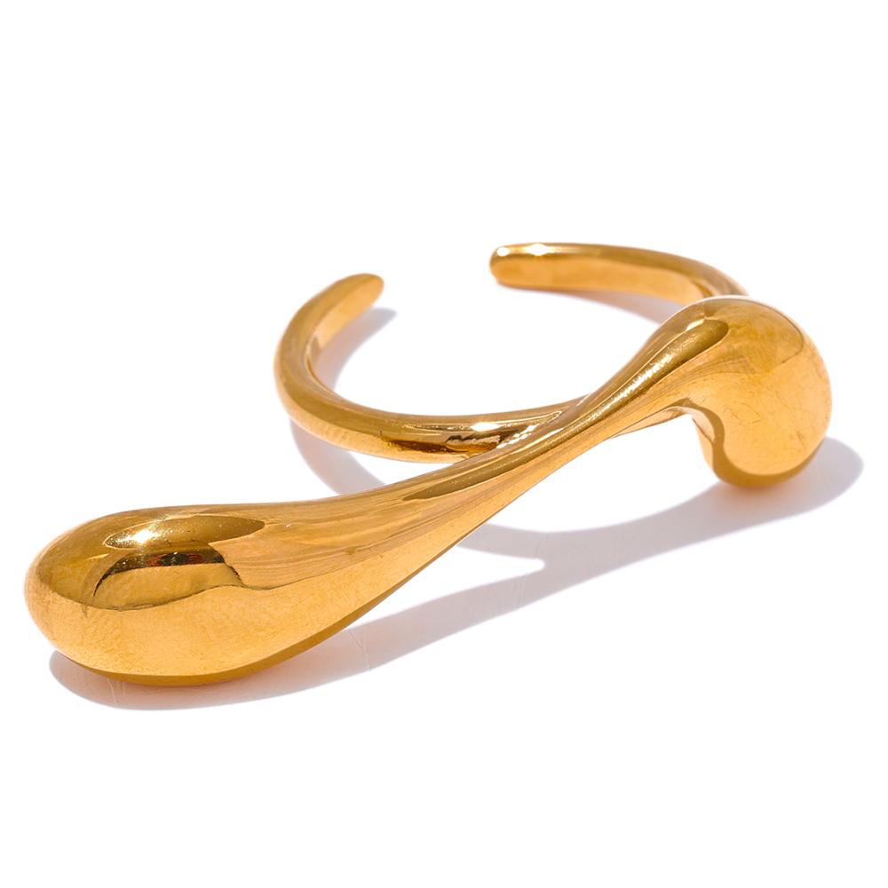Yhpup Stylish Unique Geometric Stainless Steel Open Ring Personalized Metal Rust Proof Attractive Fashion Jewelry for Women Gift
