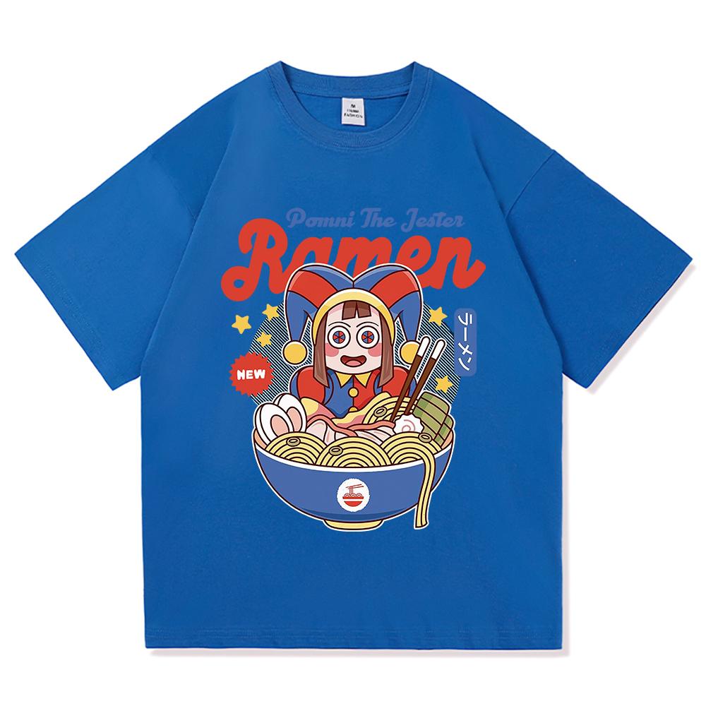 Футболка Amazing Digital Circus Jax Ramen, модная мужская, забавная, футболка Caine Pomni, унисекс, милая, кролик, лапша, хлопковые футболки, рубашки