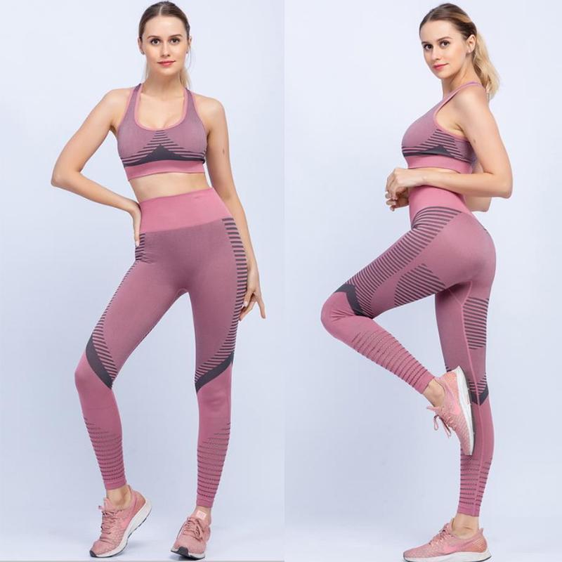 Брюки для йоги в европейском и американском стиле, состоящие из двух частей, с высокой талией, одежда для фитнеса, йоги, женские леггинсы, костюм