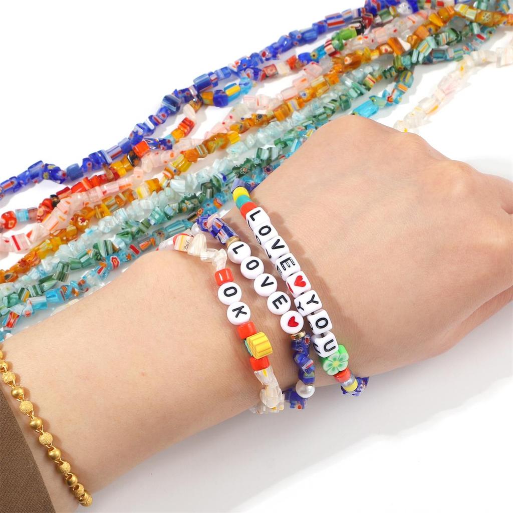 200 шт./пакет 4-9 мм разноцветные бусины в виде цветов, стеклянные бусины лэмпворк для DIY ожерелья, браслета, изготовления ювелирных изделий своими руками 80 см/16