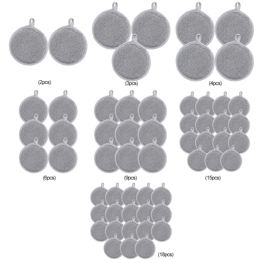 Двухстороннее чистящее средство для кастрюль, тряпки для мытья посуды, многоразовая металлическая чистящая салфетка, встроенная губка для кухонной посуды, кастрюль, сковородок, тряпка для влажной и сухой мытья посуды