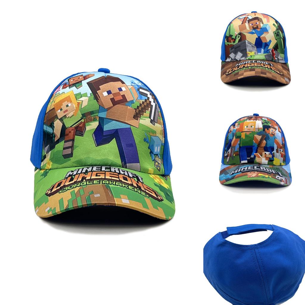 Детская бейсболка с широкими полями и солнцезащитным козырьком с рисунком Minecraft для летних игр на открытом воздухе