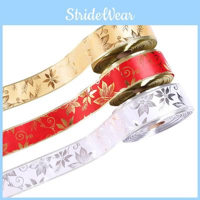 Изысканная 2-метровая лента для рождественской елки, украшенная цветочным дизайном с золотыми пионами