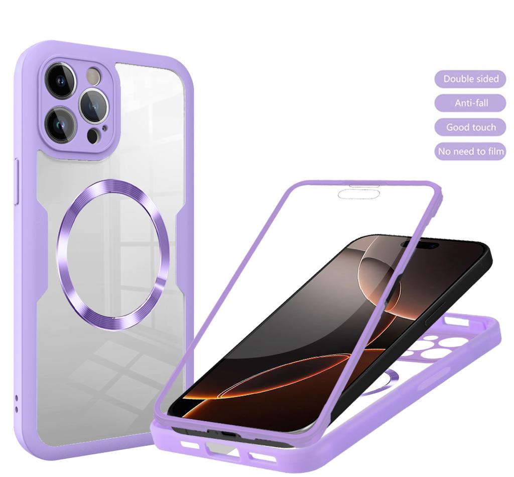 Чехол для телефона с полной защитой на 360° Magsafe для iPhone 16 15 13 11 14 12 Pro Max 16 15 Plus Funda Беспроводная зарядка Противоударный чехол