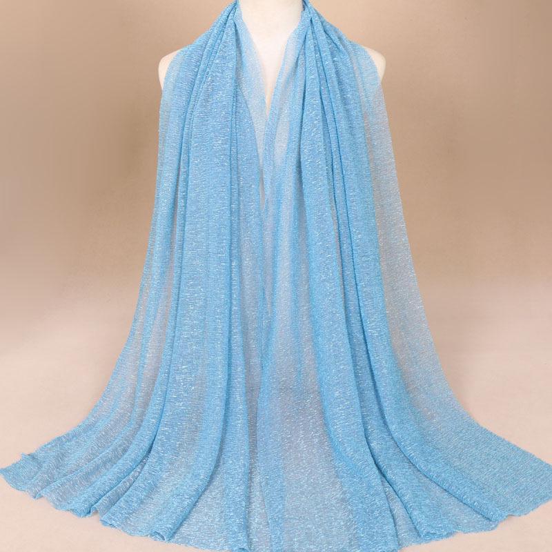 Autumn New Gold Thread Nylon Scarf For Women Girls Solid Color Sunscreen Scarves Soft Foulard Viscose Female Wrap Shawls