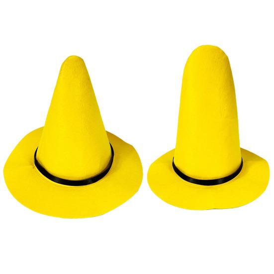Шляпа ведьмы на Хэллоуин, остроконечная желтая фетровая шляпа волшебника, шляпа с большими полями, нарядная шляпа, аксессуар для косплея, костюм для вечеринки по случаю выпрашивания сладостей
