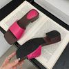 Fashion 2025 New Luxury Ladies Heeled Slippers Shoes Summer Beach Female Slides Sandals Fashion Square Toe Women Low Heel Slippers Shoes