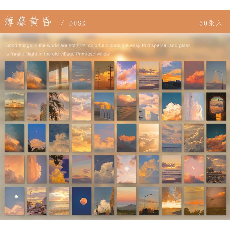 50pcs Ins Style Aesthetics Sky Scenery Mini Books for Deco Stationery Bullet Journaling Stickers Notepad Craft Sticky Notes