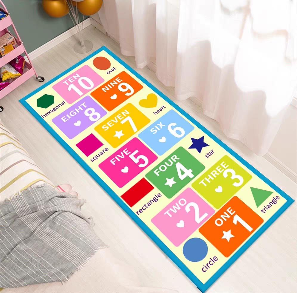 Напольный коврик для прыжкового дома Детский мультяшный коврик для шагов в цифровой игре Прыжковая сетка Украшение комнаты в спальне Длинный ковер