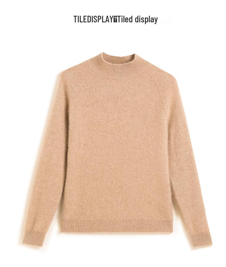Женский утолщенный базовый свитер из кашемирового трикотажа с полувысоким воротником Осень/Зима 2024