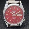 ВОССТАНОВЛЕННЫЕ МУЖСКИЕ ЧАСЫ SEIKO 5 AUTOMATIC, СДЕЛАНО В ЯПОНИИ, КРАСНЫЙ ЦИФЕРБЛАТ, ИЗГОТОВЛЕНЫ НА ЗАКАЗ a440104-2 QV90-a440104