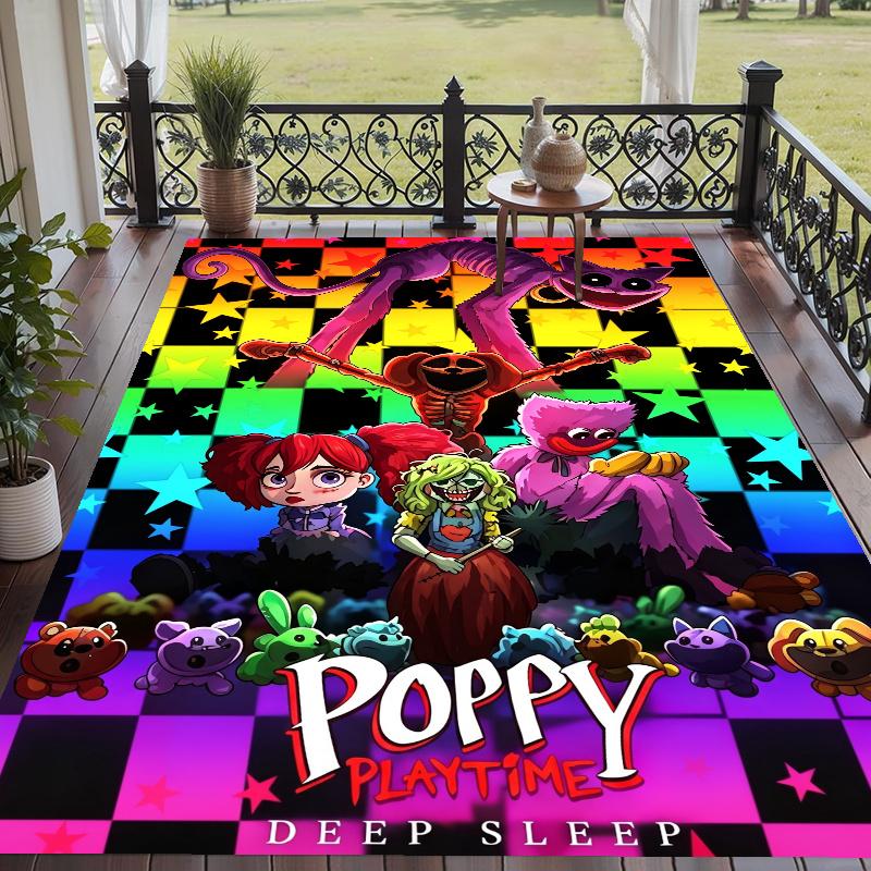 Ковер из хрустального велюра с дизайном Poppy Playtime, Мягкий нескользящий коврик для пола, Декор гостиной, спальни