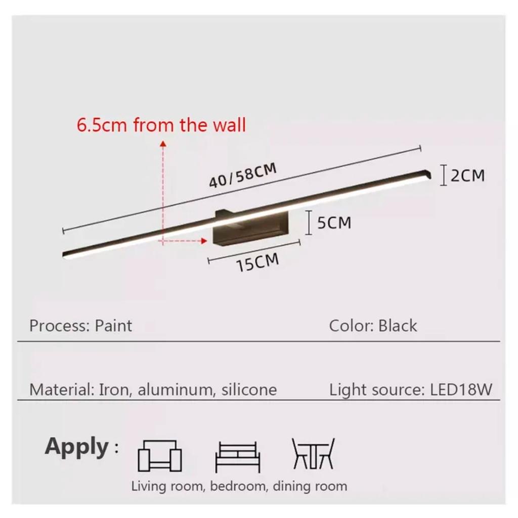 New Led Mirror Lights Wall Lamps Bathroom Waterproof White Black LED Flat Lamp Modern Indoor Wall Lamp Bathroom Lighting Make