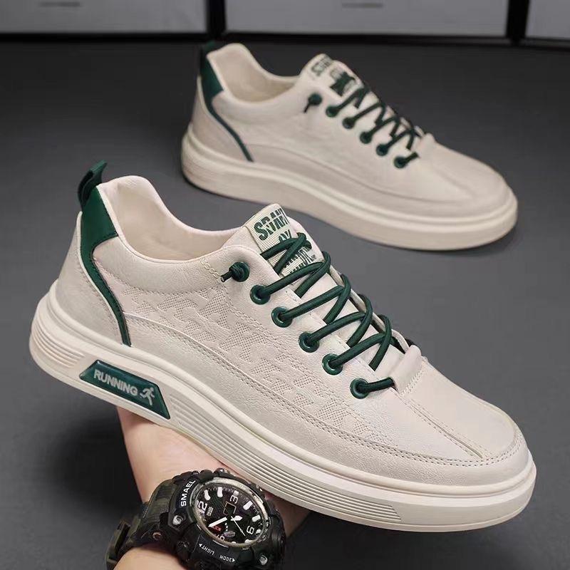 Spring Men's Shoes New Breathable Little White Shoes Men's Trend Versatile Platform Sports Casual Leather Flat Shoes Trendy Shoes